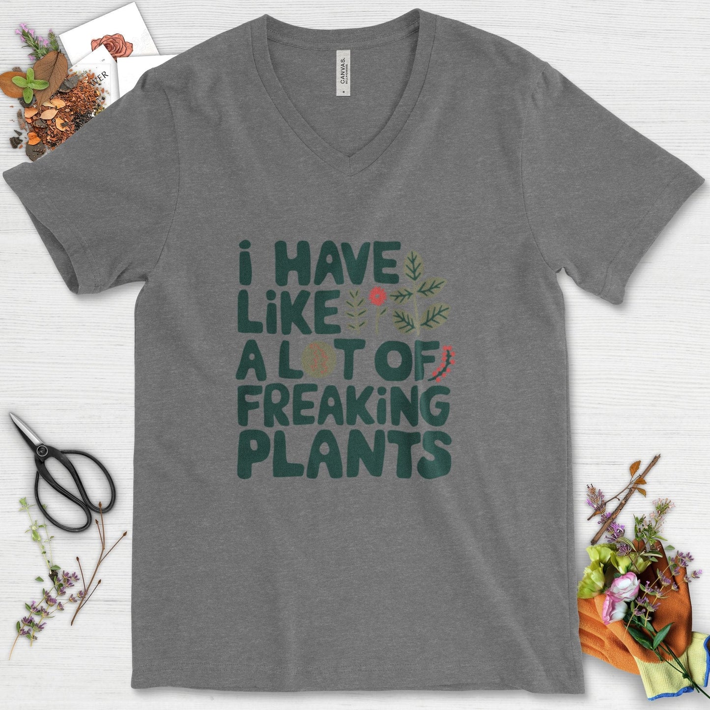 A Lot of Freaking Plants V-Neck Deep Heather / S Physical Item