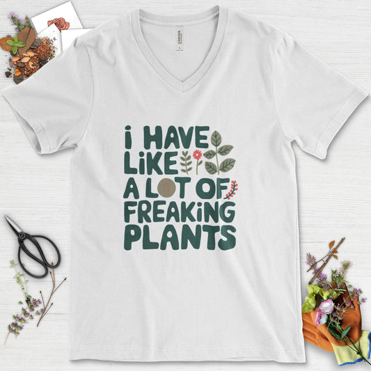 A Lot of Freaking Plants V-Neck White / S Physical Item
