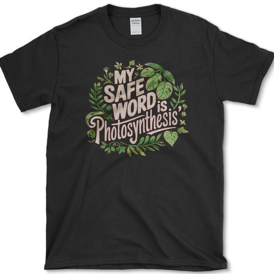 Safe Word Photosynthesis artwork featuring photosynthesis and leafy plants on a T-shirt