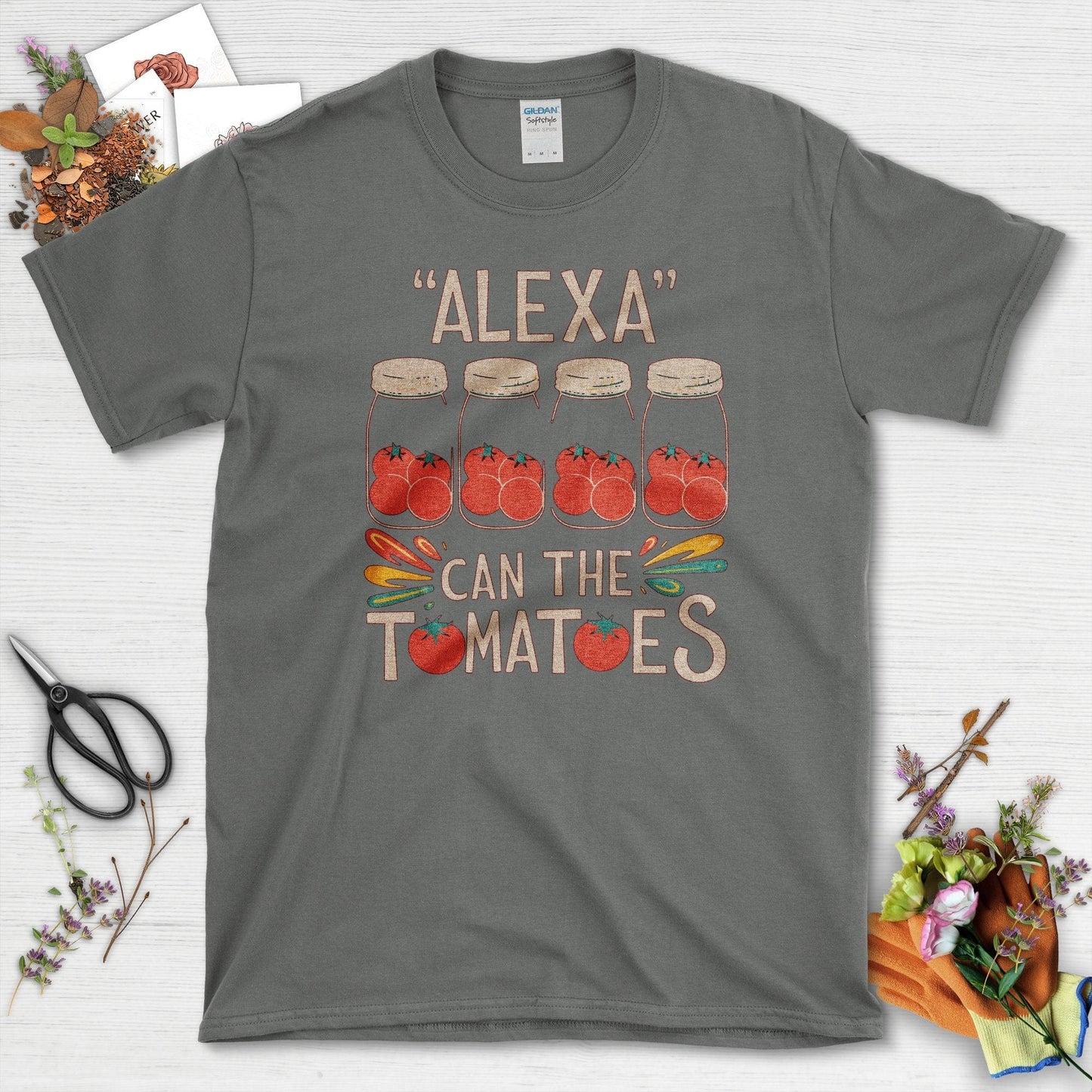 Alexa Can The Tomatoes T-Shirt T-Shirts / S / Charcoal Physical Item