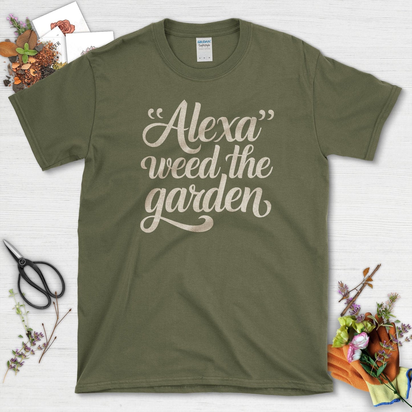 Alexa Weed The Garden T-Shirt T-Shirts / S / Military Green Physical Item