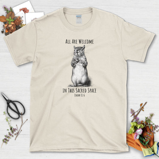 All Are Welcome T-Shirt Essential Tees / S / Natural Physical Item