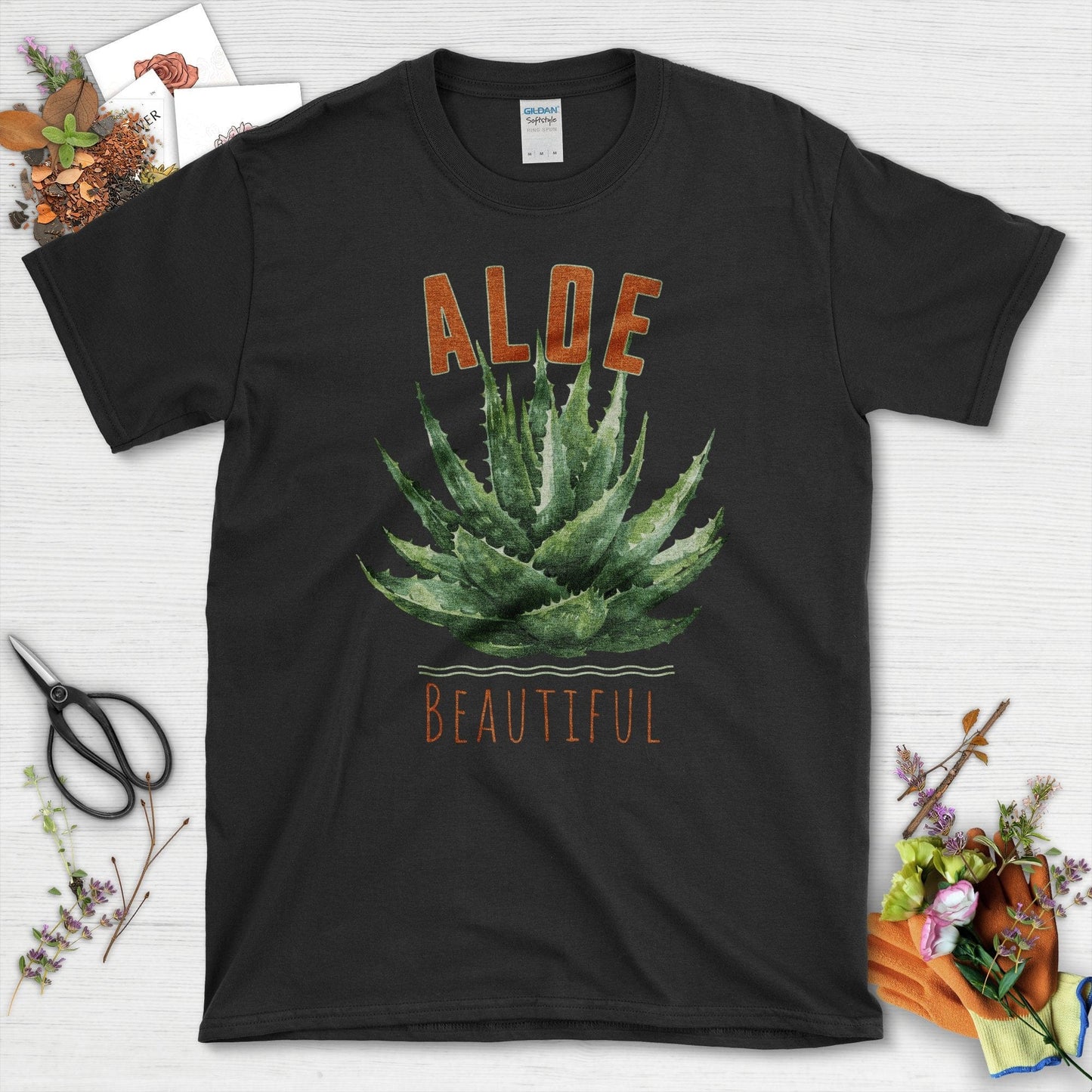 Aloe Beautiful Artistic Garden Plant Graphic T-Shirt Black / S T-Shirt