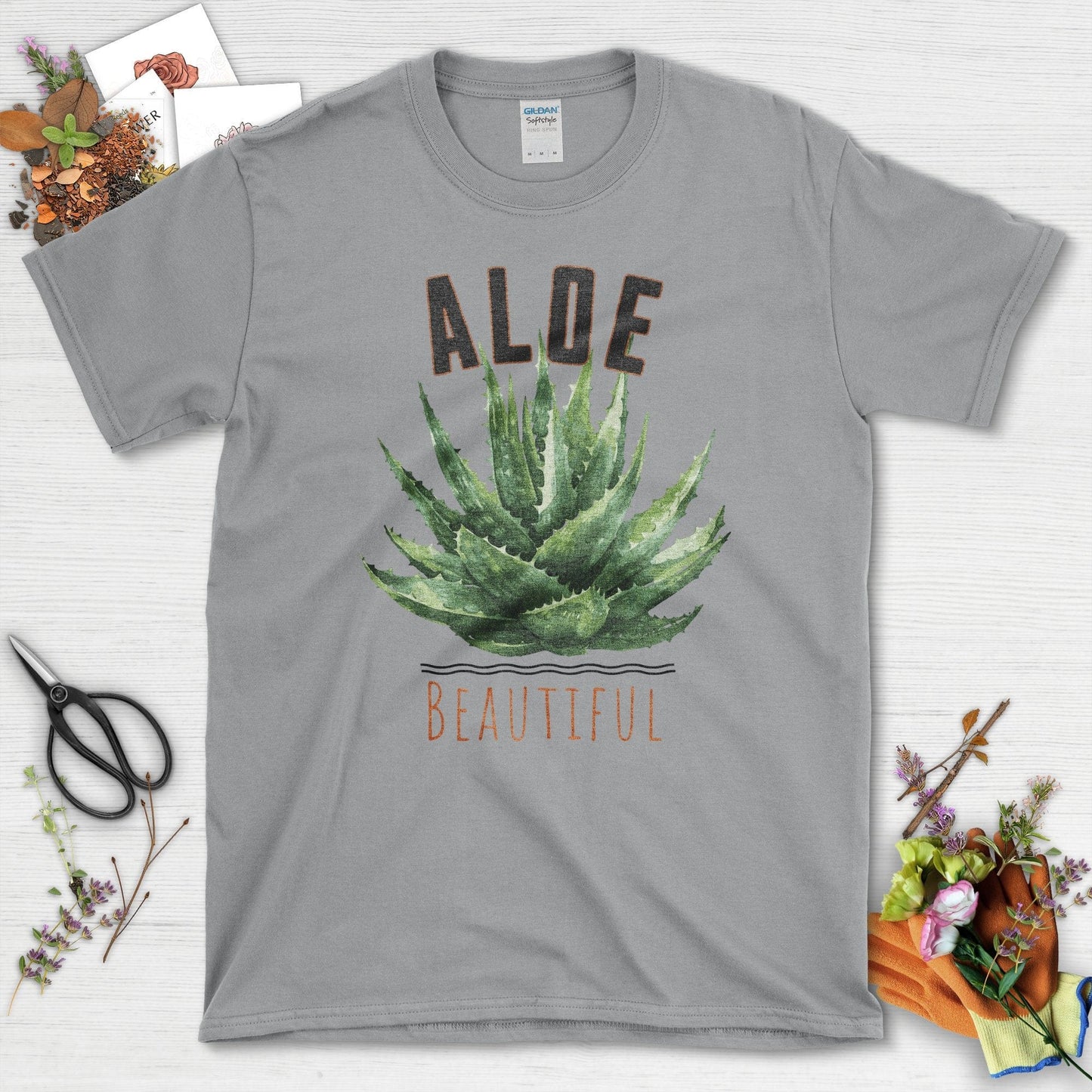 Aloe Beautiful Artistic Garden Plant Graphic T-Shirt Sport Grey / S T-Shirt