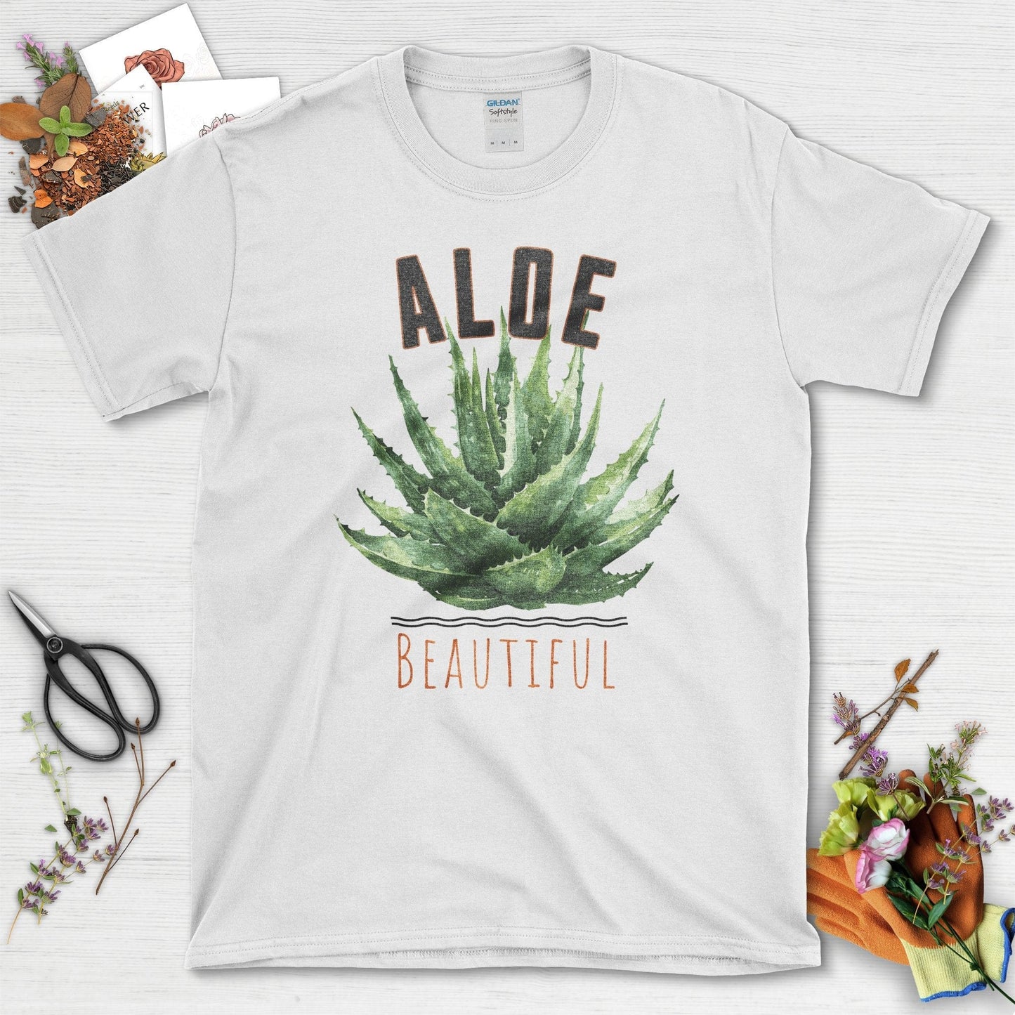 Aloe Beautiful Artistic Garden Plant Graphic T-Shirt White / S T-Shirt