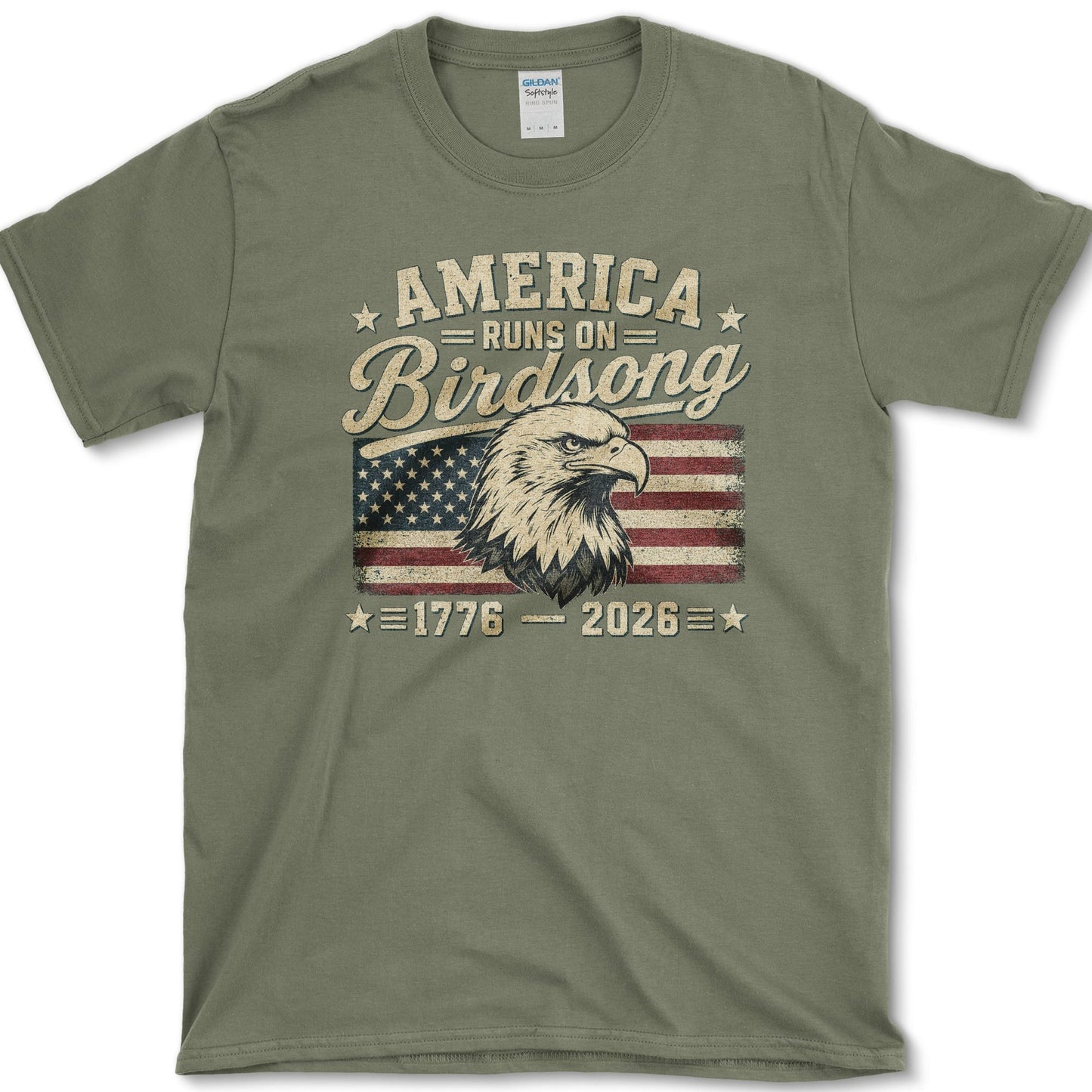 America Runs On Birdsong T-Shirt S / Military Green Essential Tees