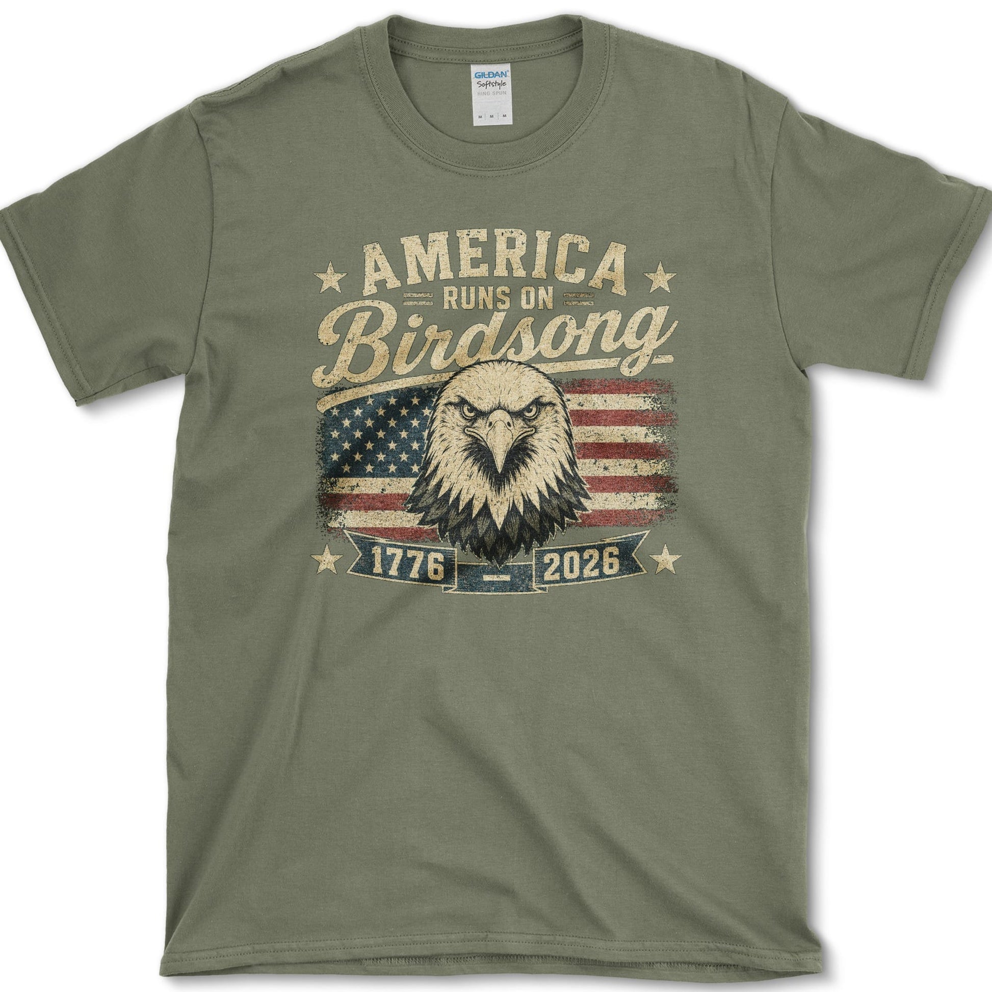 America Runs On Birdsong T-Shirt S / Military Green Essential Tees
