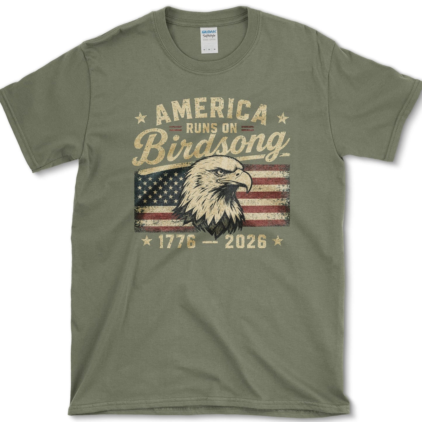 America Runs On Birdsong T-Shirt S / Military Green Essential Tees