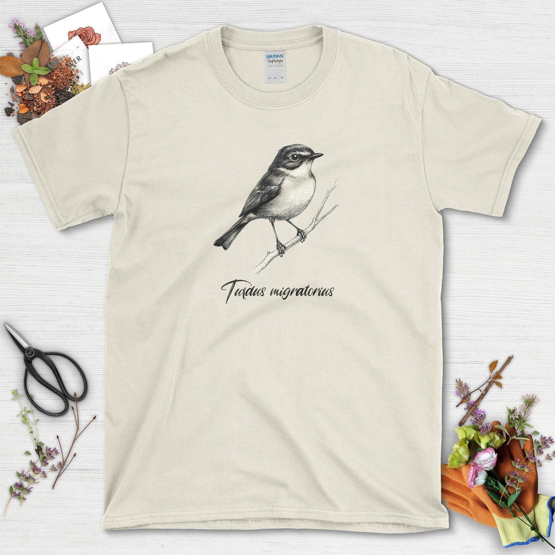 American Robin Bird Enthusiasts T-Shirt Natural / S T-Shirt