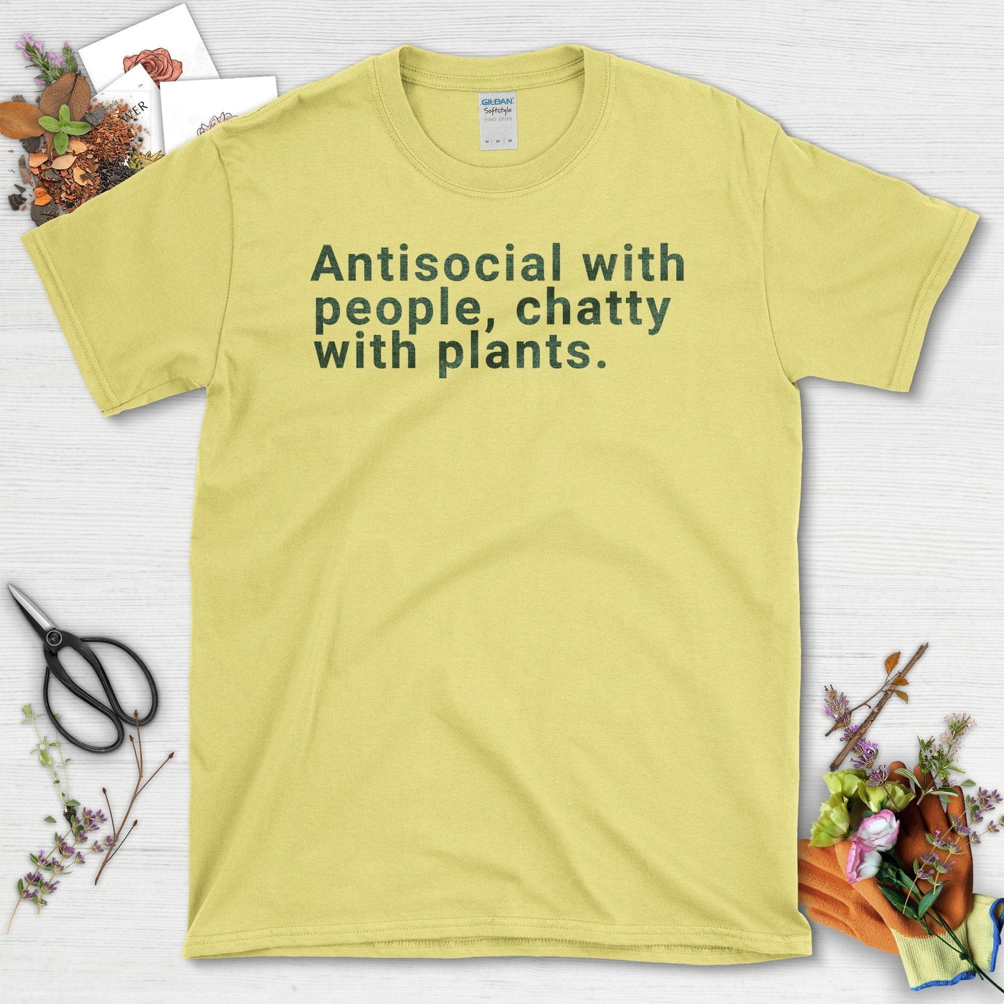 Antisocial with people chatty with plants T-Shirt Cornsilk / S T-Shirt