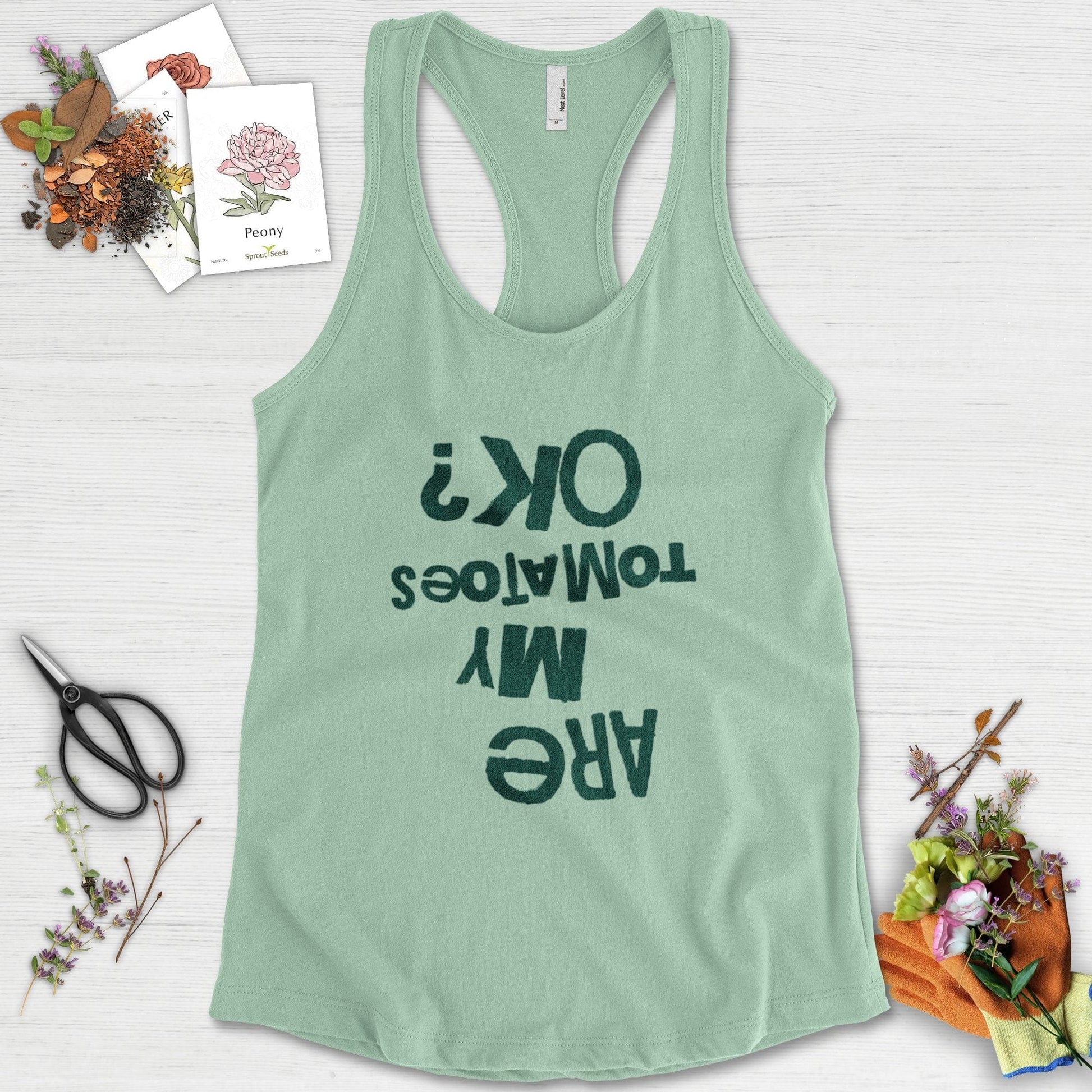 Are My Tomatoes OK Racerback Racerback / XS / Mint Physical Item