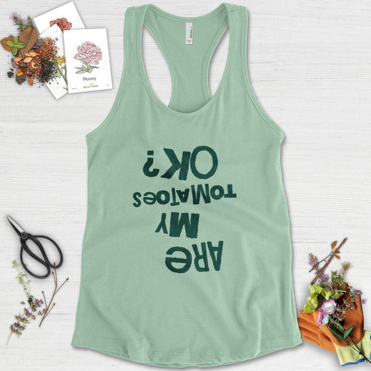 Are My Tomatoes OK Racerback Racerback / XS / Mint Physical Item