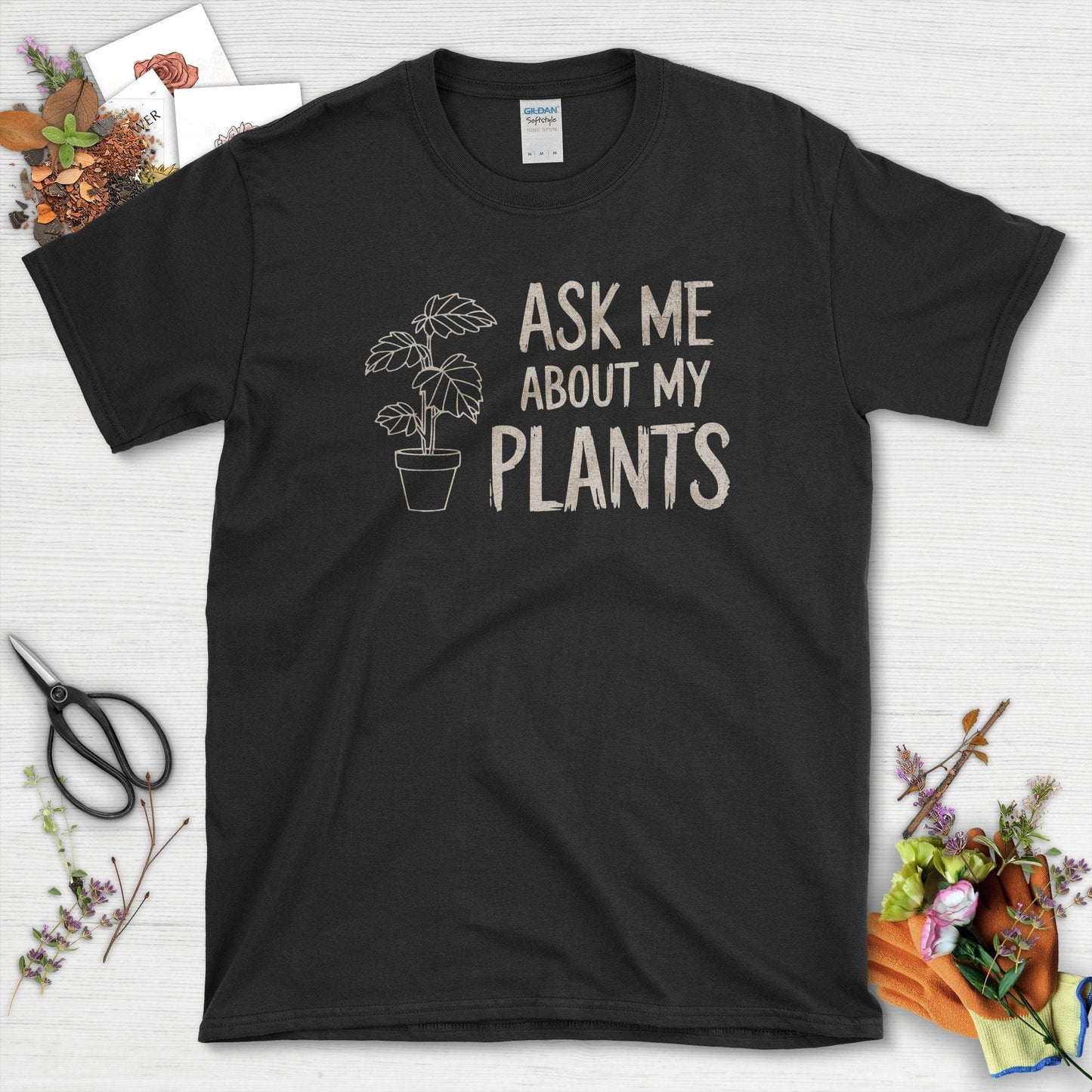 Ask Me About My Plants T-Shirt T-Shirts / S / Black Physical Item