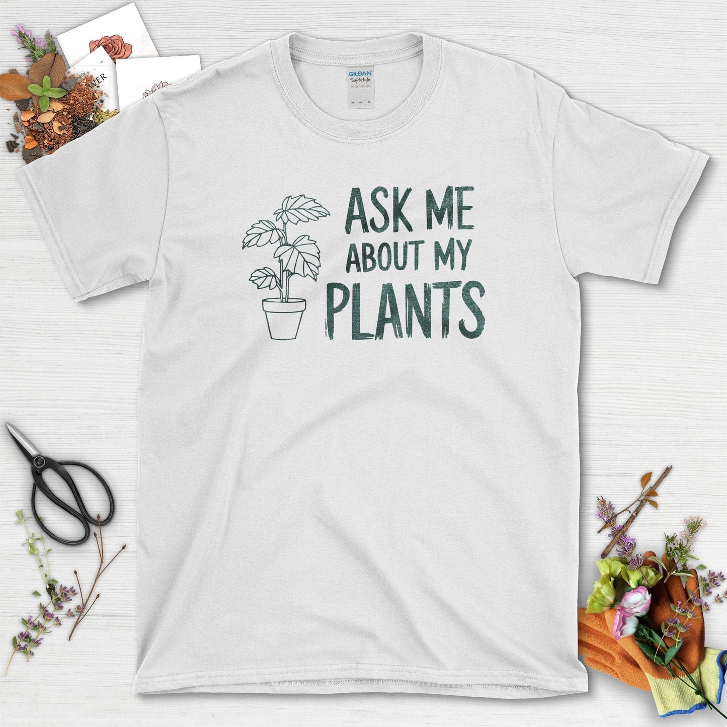 Ask Me About My Plants T-Shirt T-Shirts / S / White Physical Item