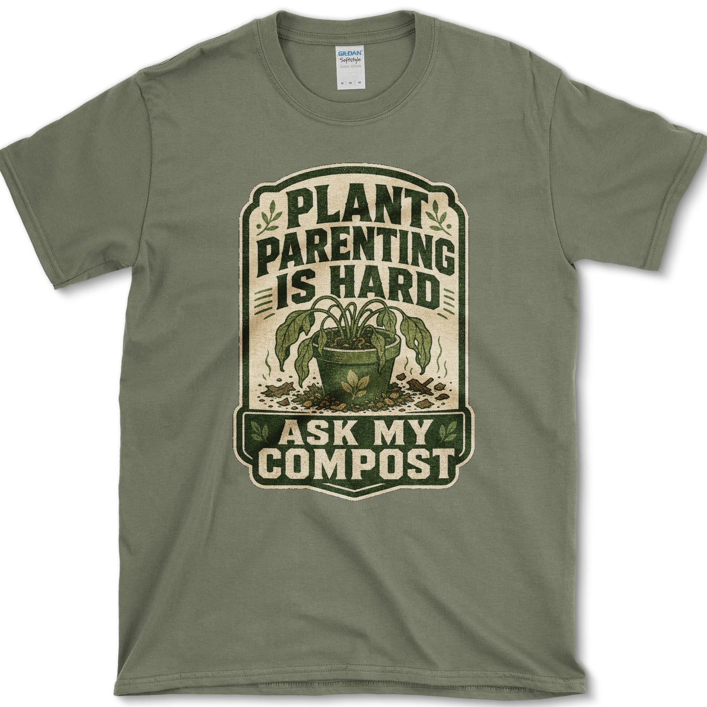 Ask My Compost T-Shirt S / Military Green Essential Tees