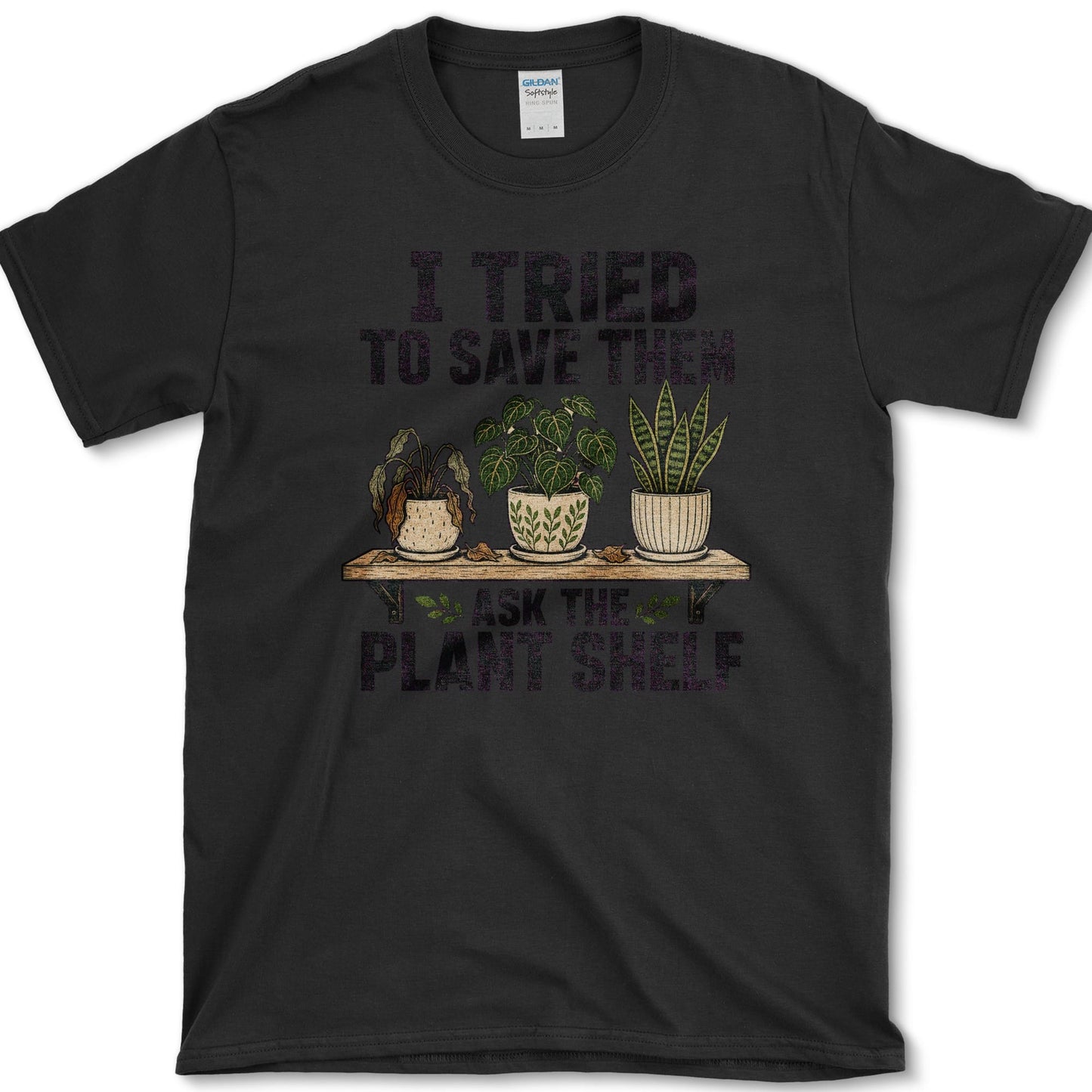 Ask The Plant Shelf T-Shirt S / Black Essential Tees