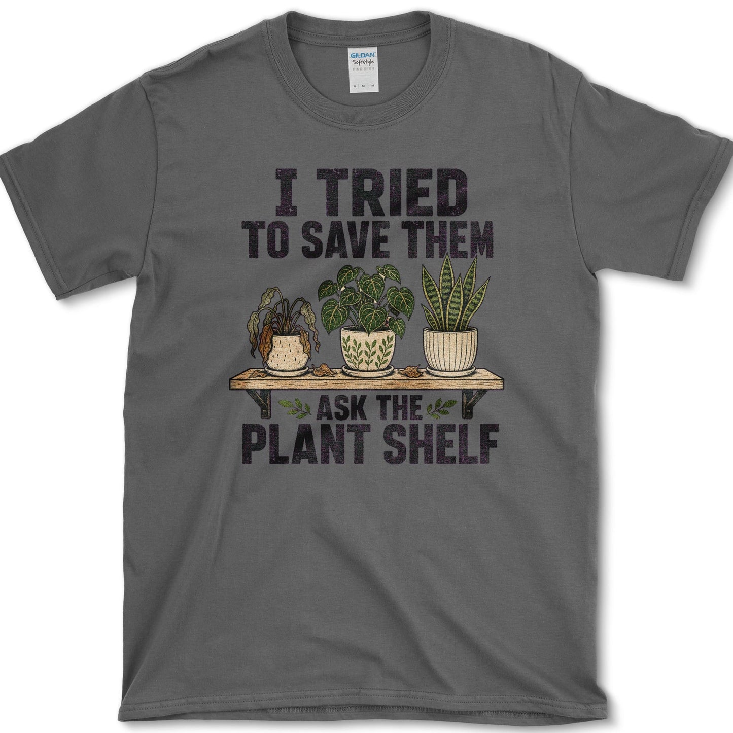 Ask The Plant Shelf T-Shirt S / Dark Heather Essential Tees