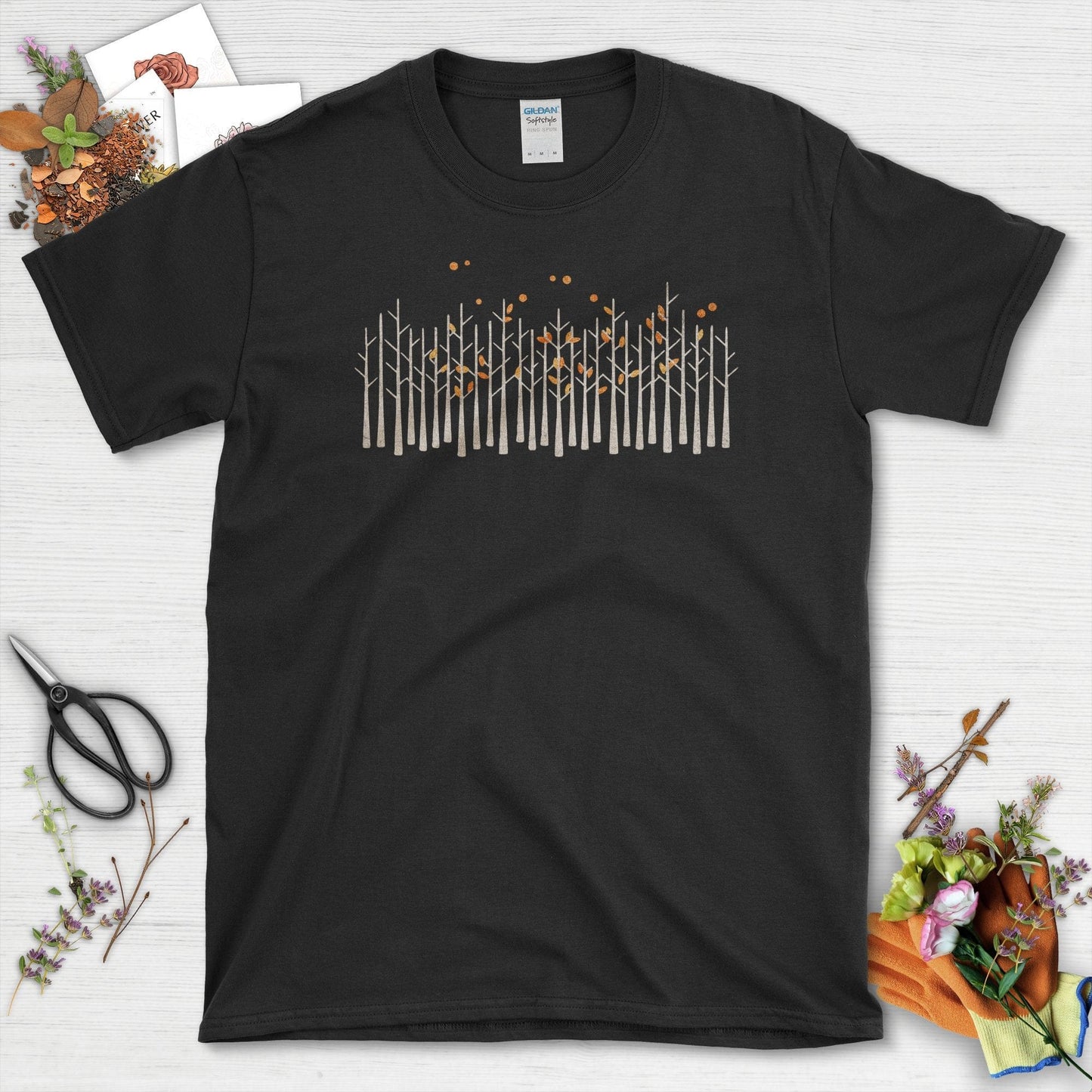 Autumn Leaves Forest T-Shirt T-Shirts / S / Black Physical Item