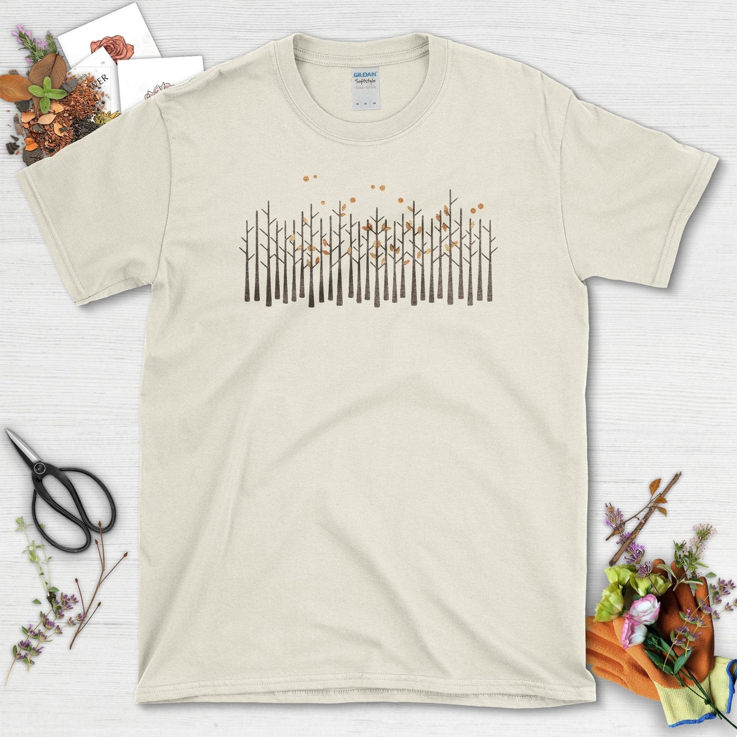 Autumn Leaves Forest T-Shirt T-Shirts / S / Natural Physical Item