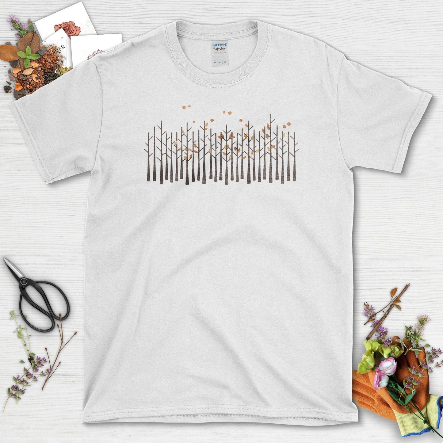 Autumn Leaves Forest T-Shirt T-Shirts / S / White Physical Item