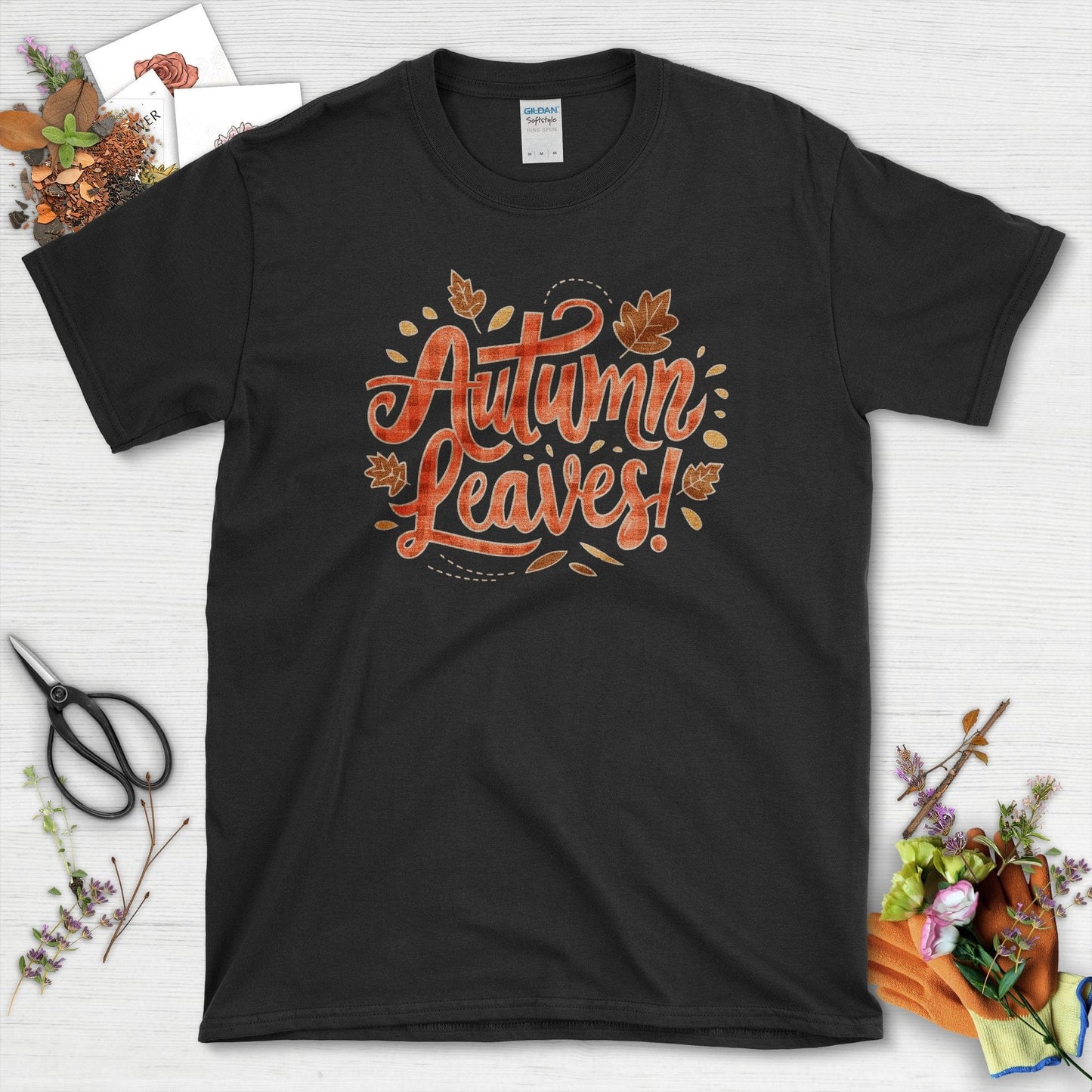 Autumn Leaves Garden-Inspired T-Shirt Black / S / T-Shirts Physical Item