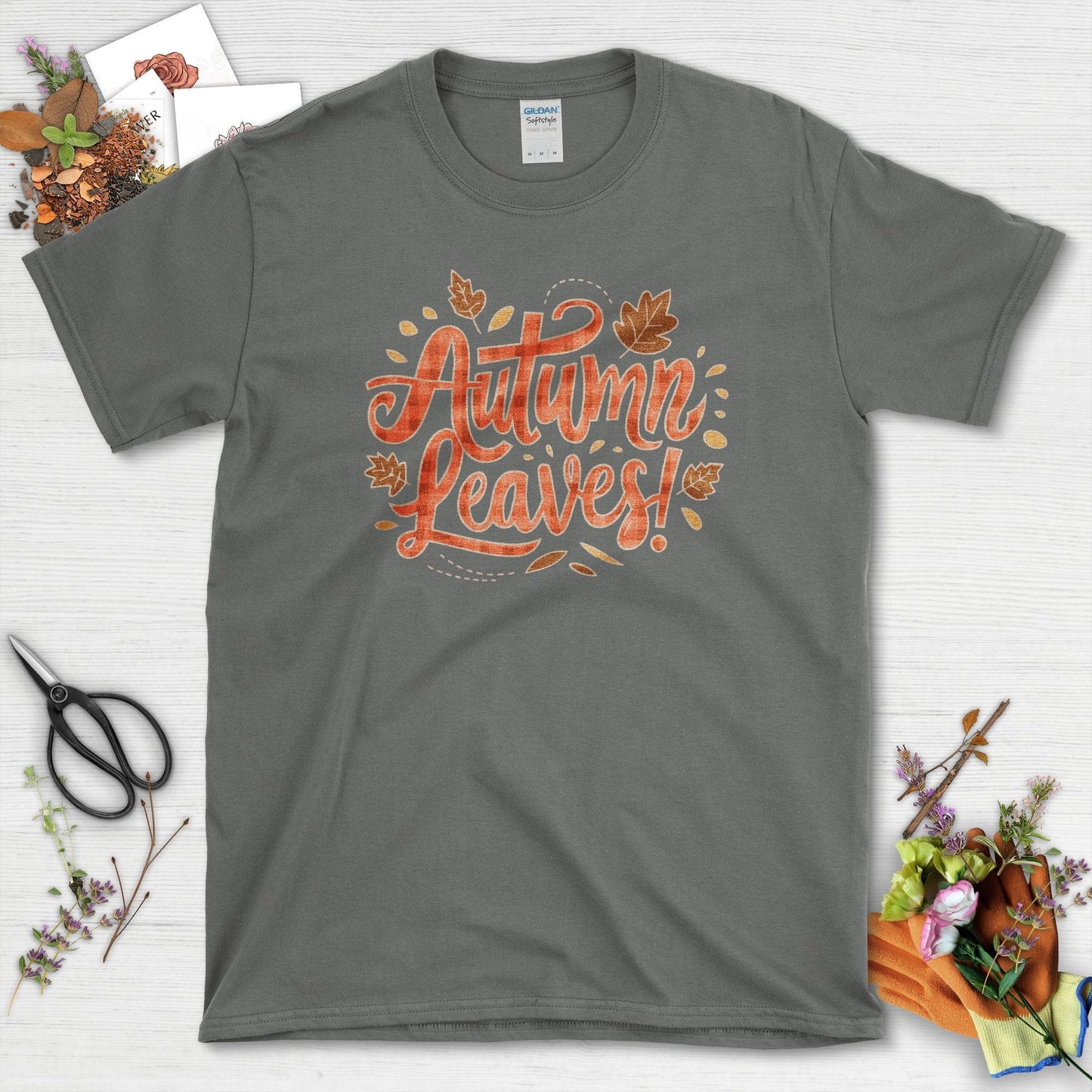 Autumn Leaves Garden-Inspired T-Shirt Charcoal / S / T-Shirts Physical Item