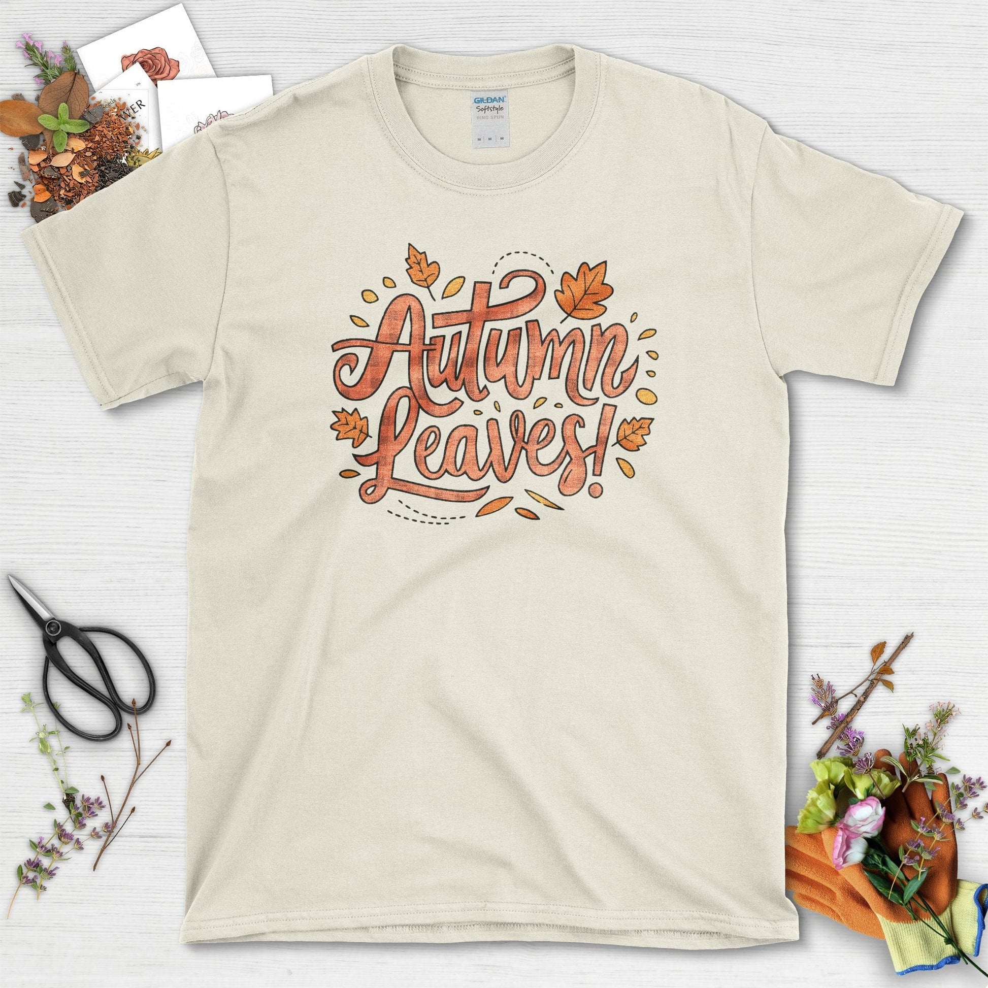 Autumn Leaves Garden-Inspired T-Shirt Natural / S / T-Shirts Physical Item