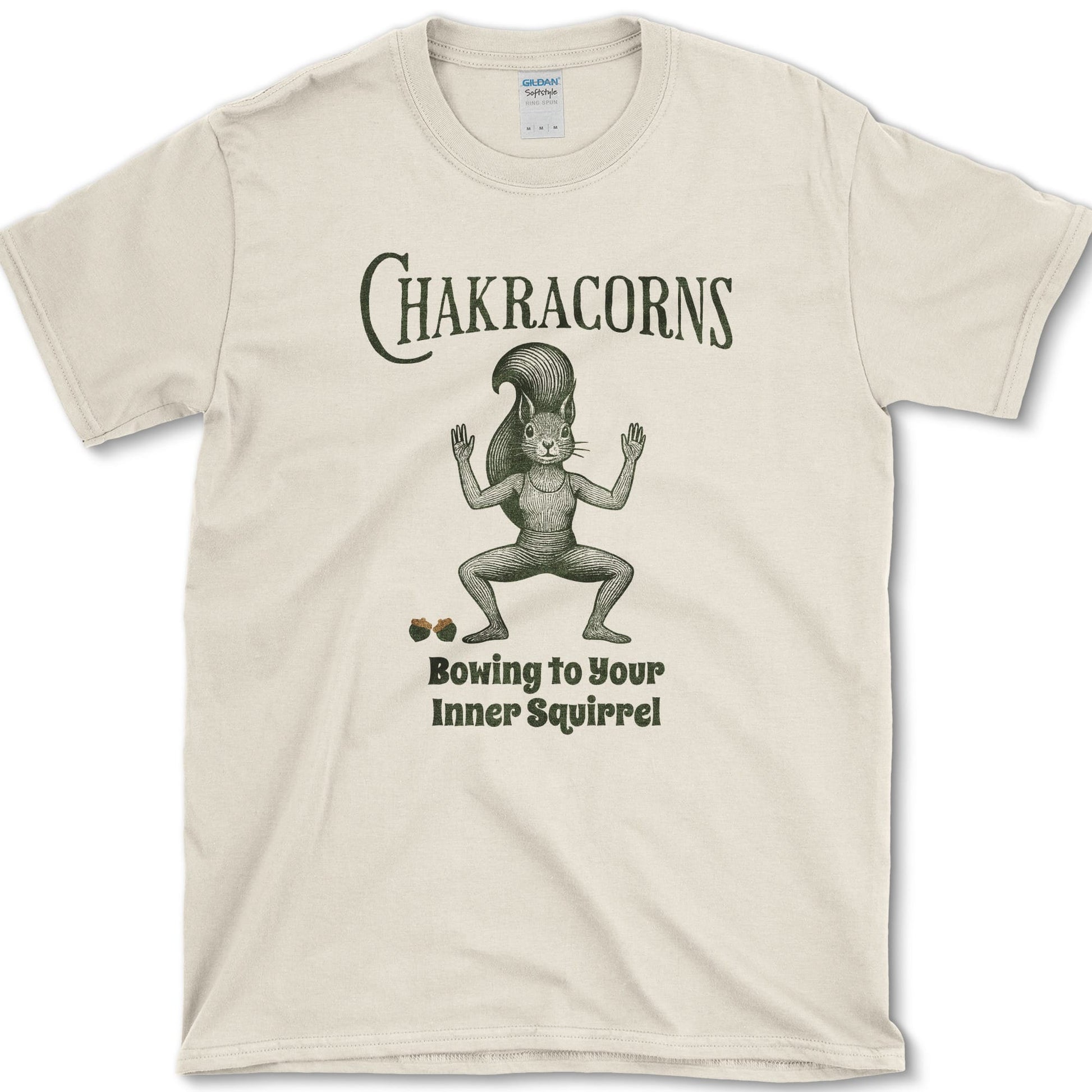 Chakracorns design on a t-shirt, squirrel yoga