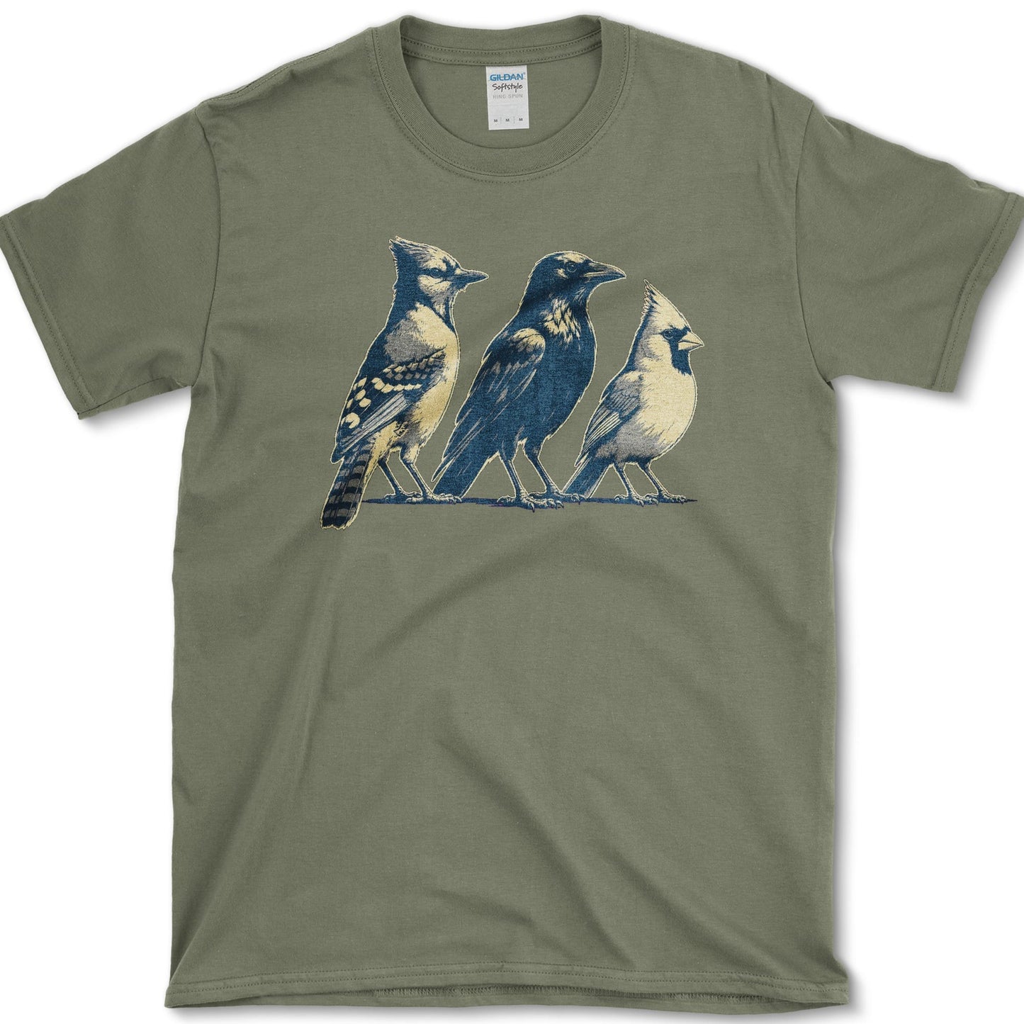 Backyard Bird Trio T-Shirt S / Military Green Essential Tees
