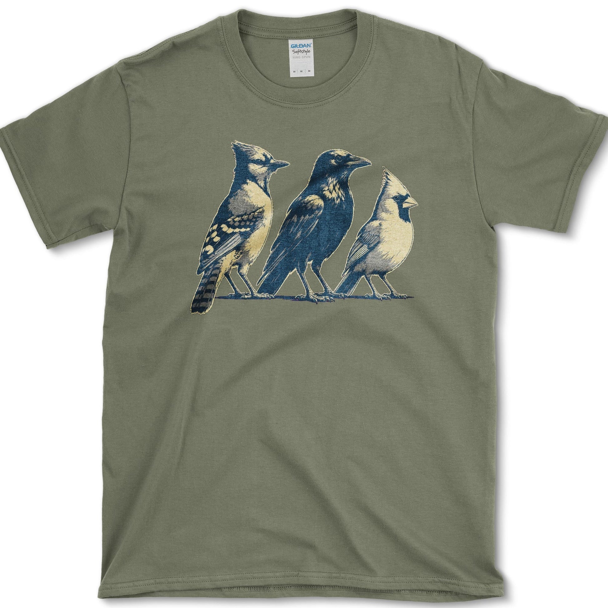 Backyard Bird Trio T-Shirt S / Military Green Essential Tees
