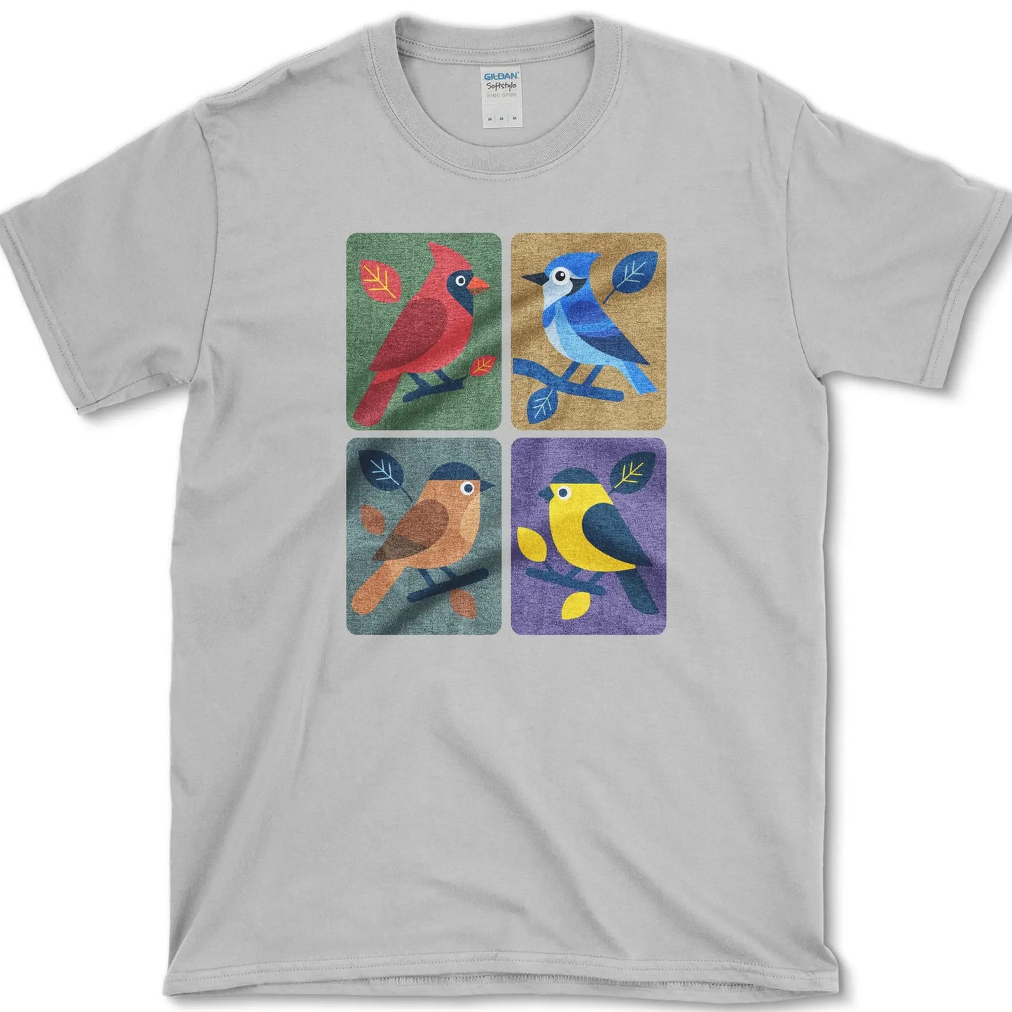Backyard Quartet Bird Art T-Shirt Sport Grey / S Essential Tees