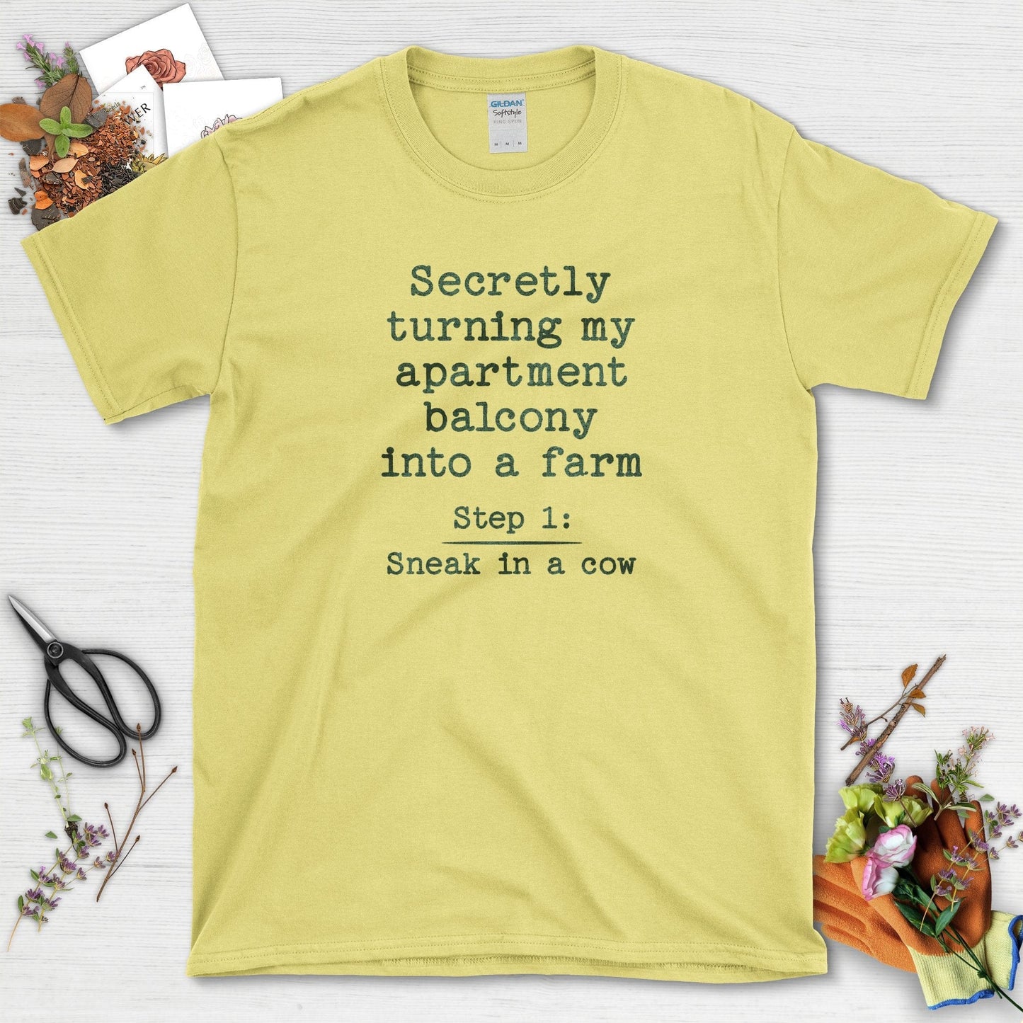 Balcony Farm Secret T-Shirt Cornsilk / S / T-Shirts Physical Item