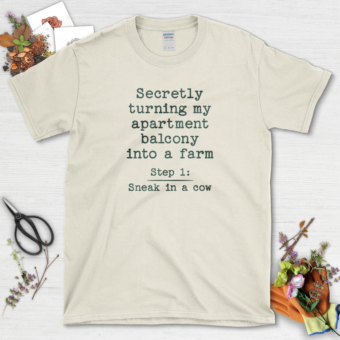 Balcony Farm Secret T-Shirt Natural / S / T-Shirts Physical Item