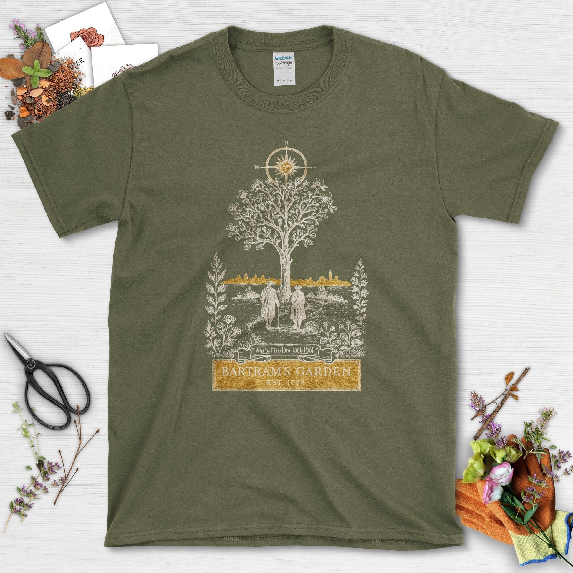 Bartram's Garden T-Shirt T-Shirts / S / Military Green Physical Item