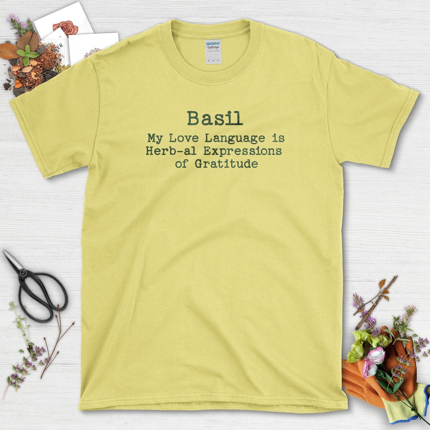 Basil My Love Language T-Shirt Cornsilk / S T-Shirt