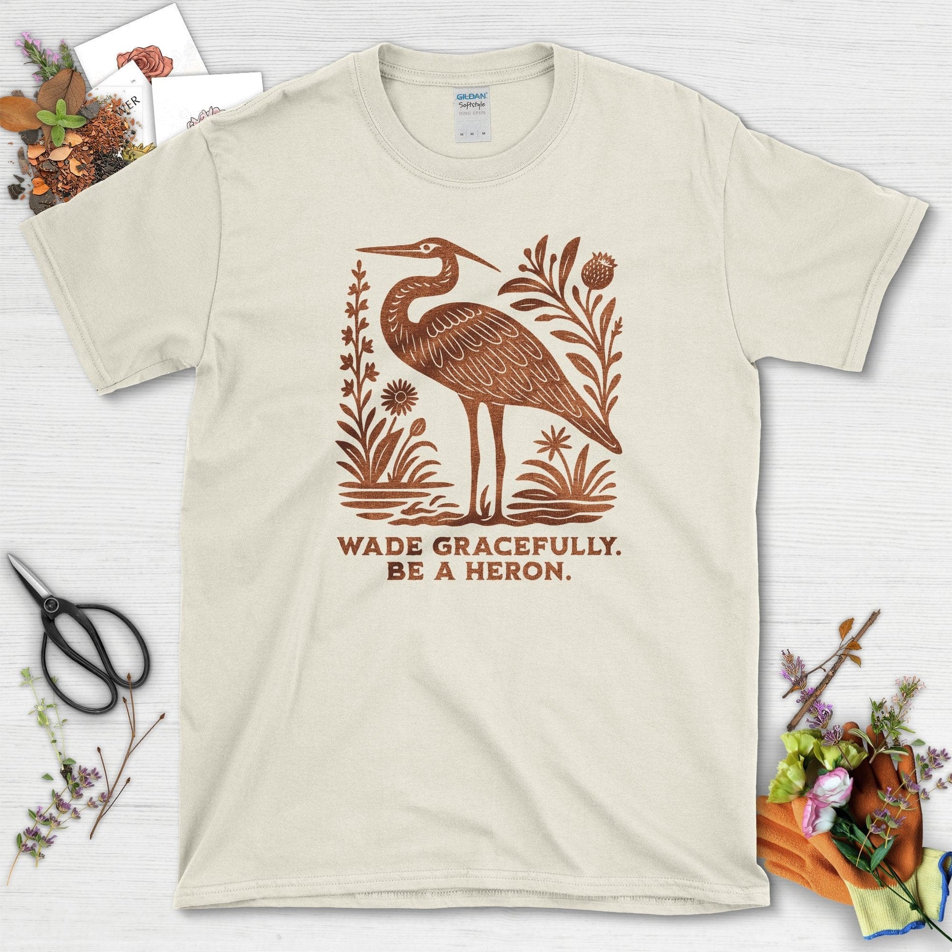 Be a Heron T-Shirt Natural / S Physical Item