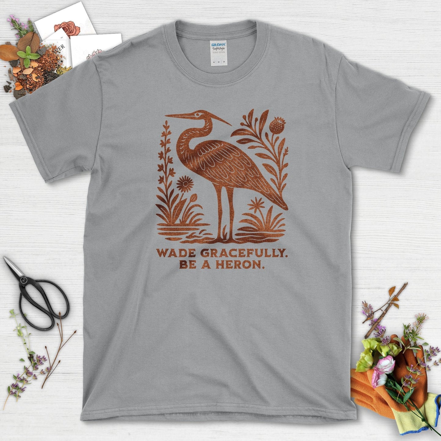 Be a Heron T-Shirt Sport Grey / S Physical Item