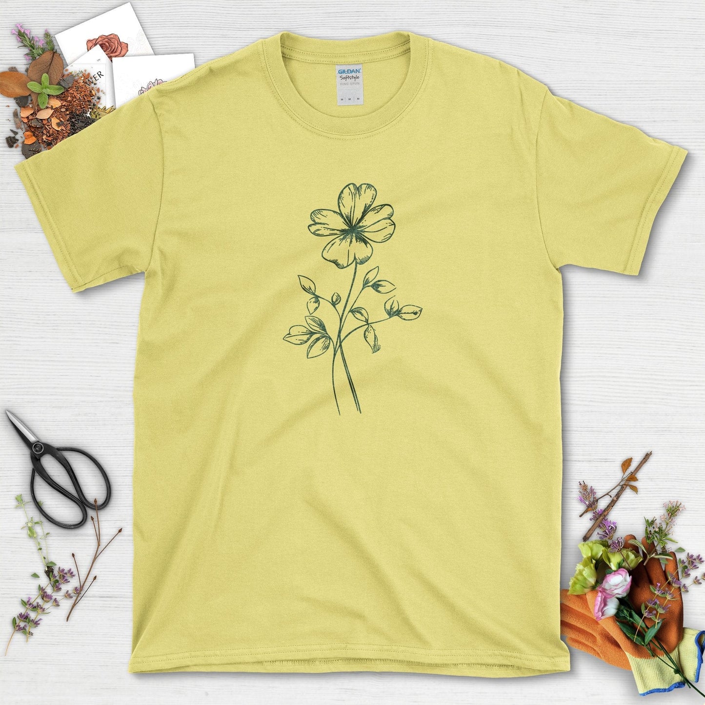 Beautiful Floral Art T-Shirts for Garden Lovers T-Shirts / Cornsilk / S Physical Item