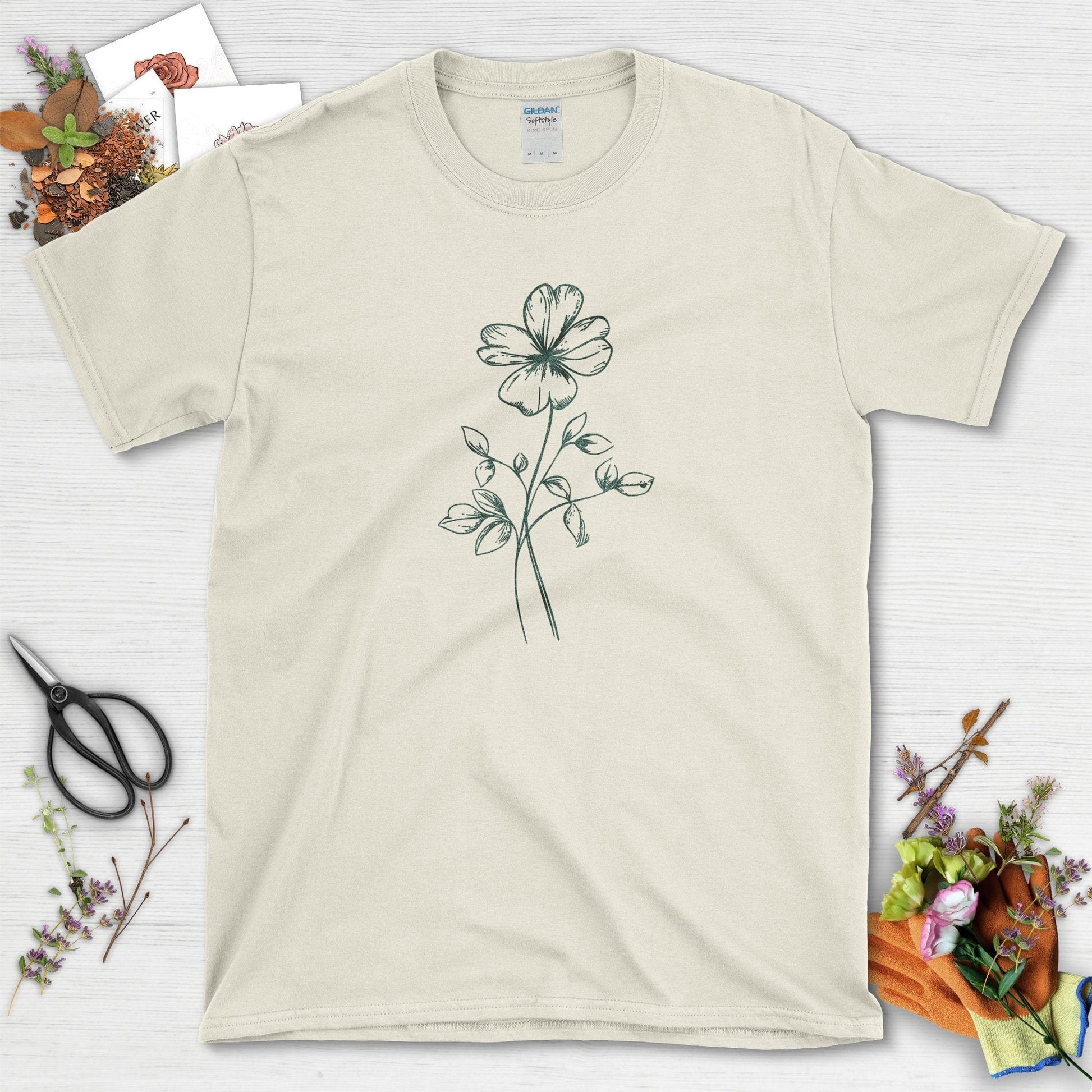 Beautiful Floral Art T-Shirts for Garden Lovers T-Shirts / Natural / S Physical Item