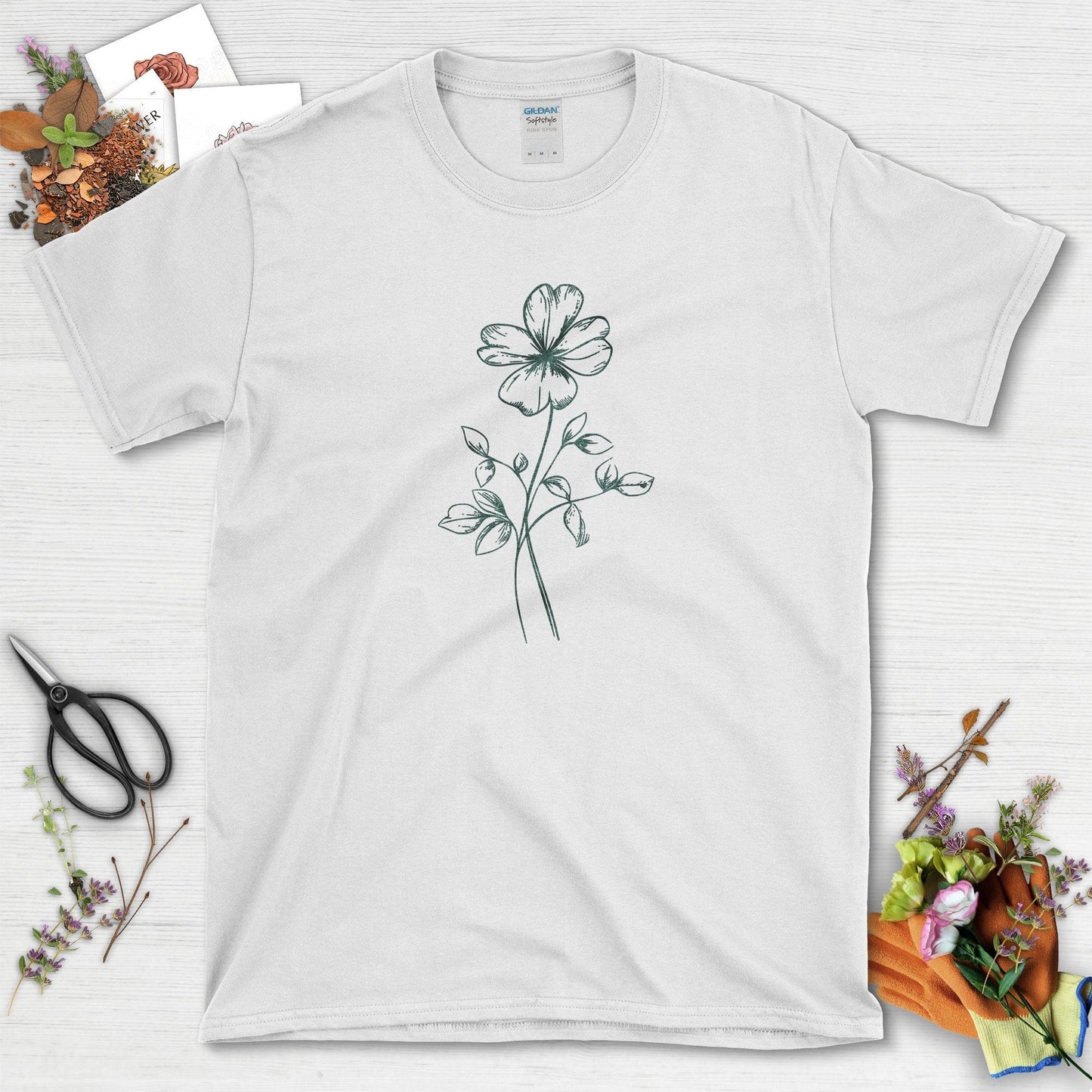 Beautiful Floral Art T-Shirts for Garden Lovers T-Shirts / White / S Physical Item