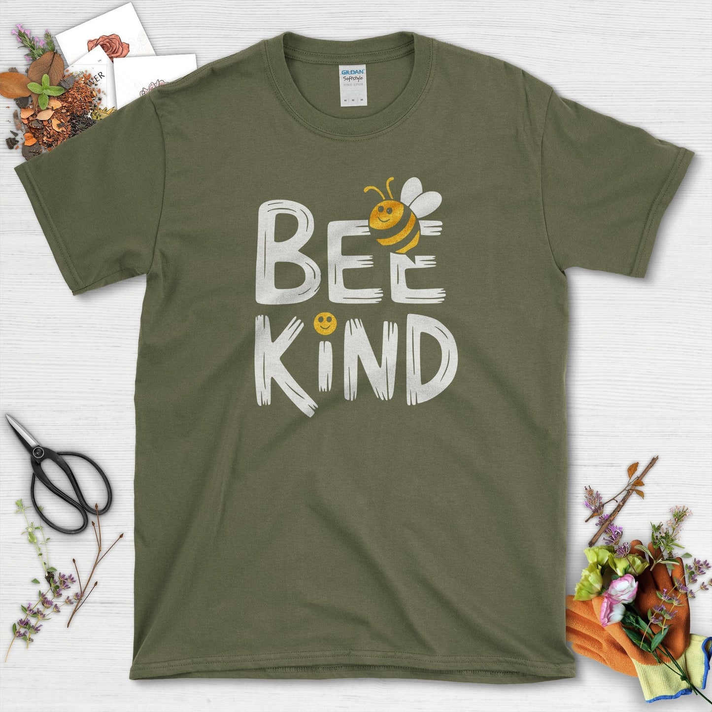 Bee Kind T-Shirt Military Green / S Physical Item