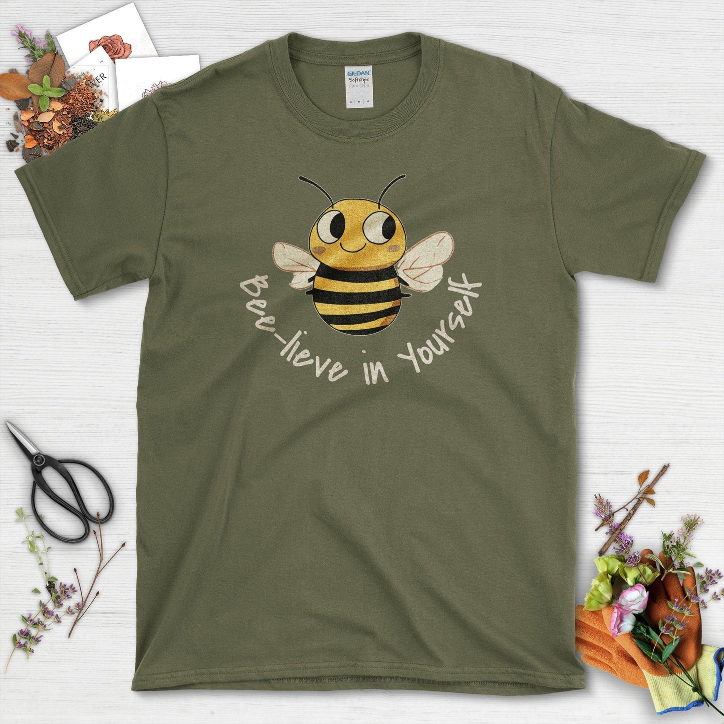 Bee-lieve in Yourself T-Shirt Military Green / S T-Shirt