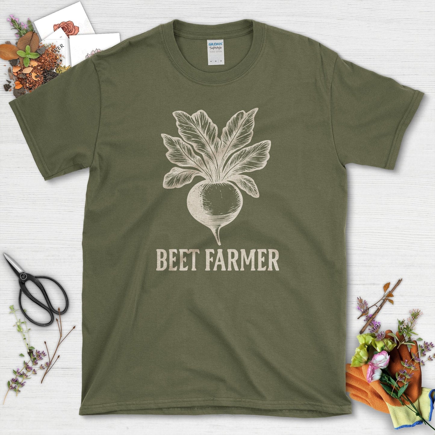 Beet Farmer T-Shirt Military Green / S Physical Item