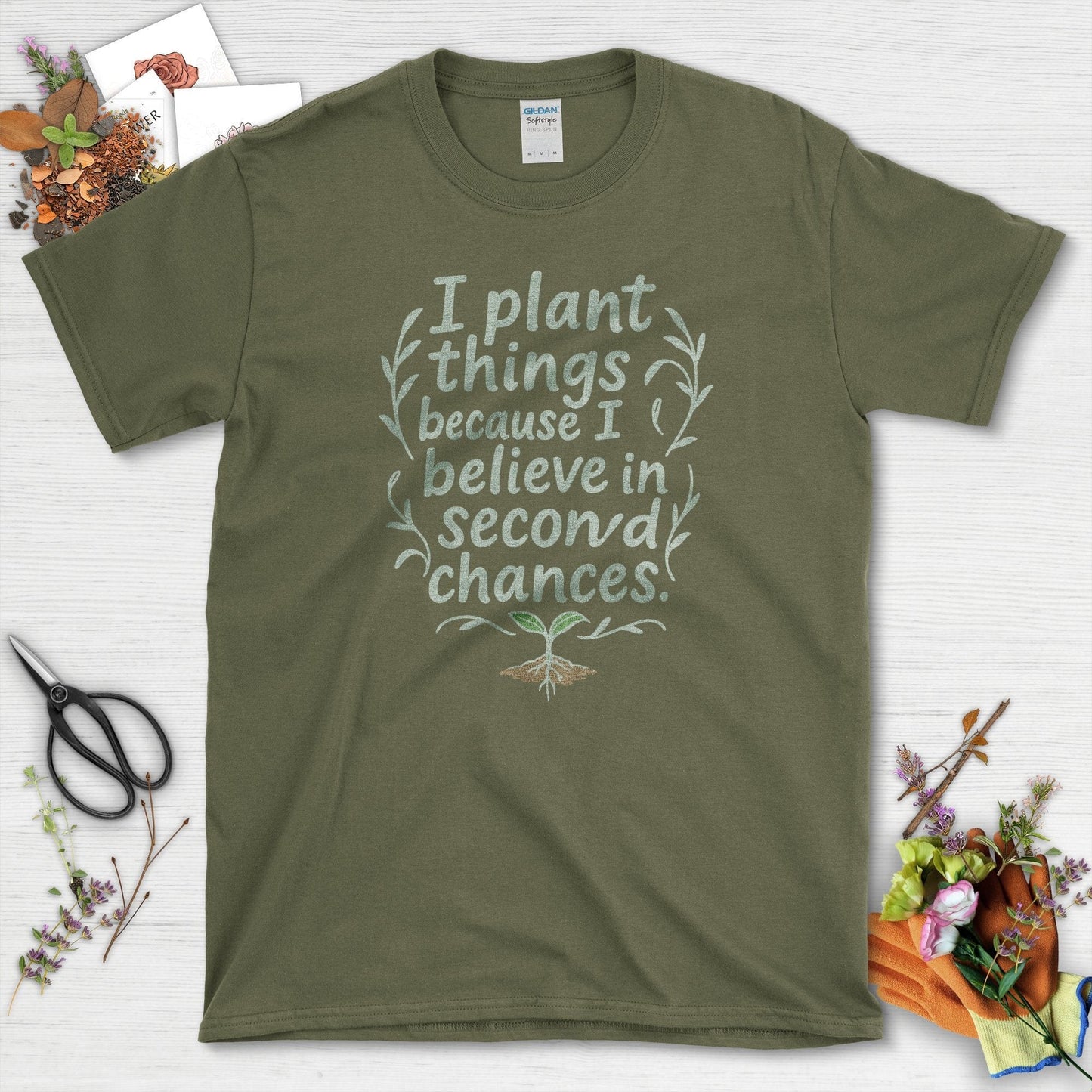 Believe In Second Chances T-Shirt Military Green / S Physical Item