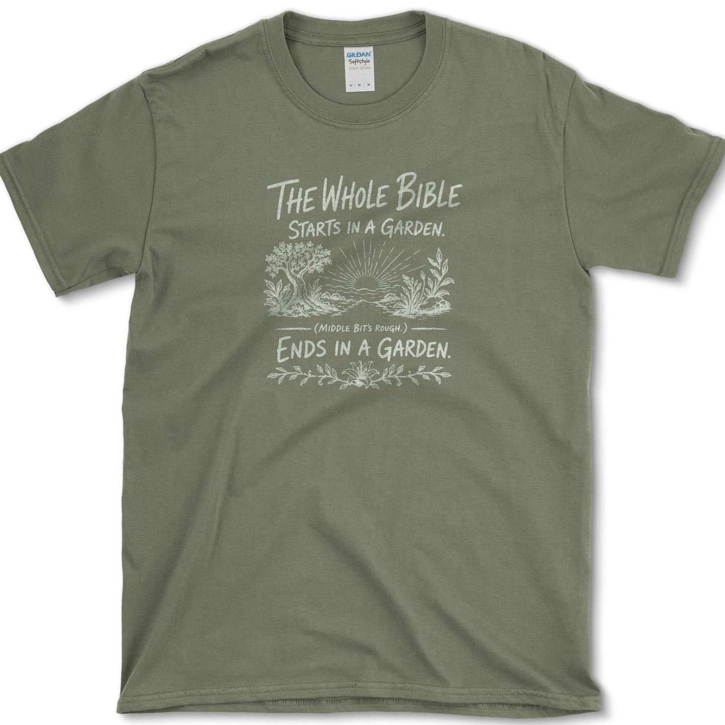 Bible Garden T-Shirt Military Green / S Essential Tees
