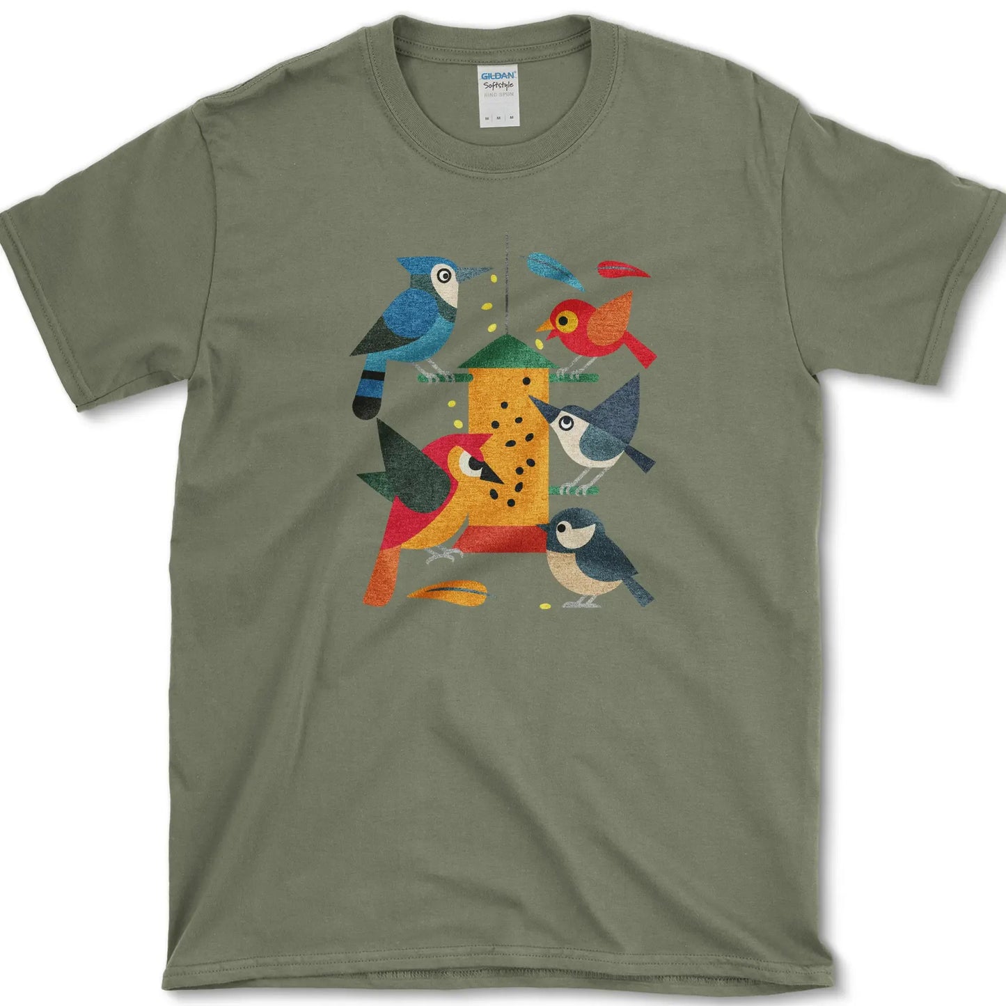 Bird Feeder Frenzy T-Shirt Military Green / S Essential Tees