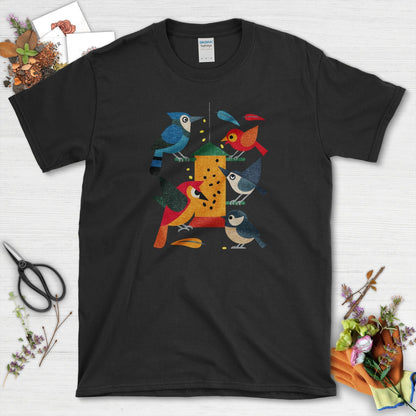 Bird Feeder Frenzy T-Shirt T-Shirts / S / Black Physical Item