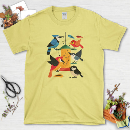 Bird Feeder Frenzy T-Shirt T-Shirts / S / Cornsilk Physical Item