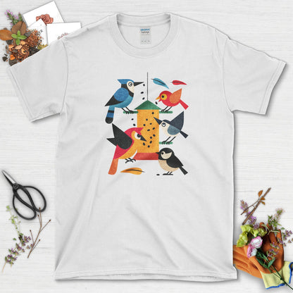 Bird Feeder Frenzy T-Shirt T-Shirts / S / White Physical Item
