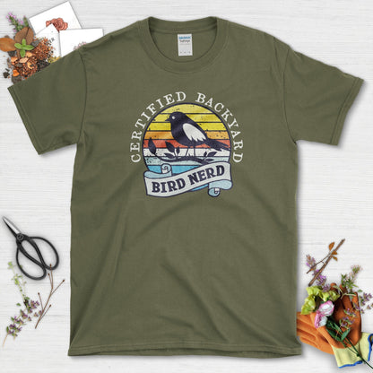 Bird Nerd Retro T-Shirt Military Green / S Physical Item